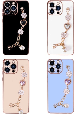 Apple Uyumlu iPhone 13 Pro Max Kılıf El Tutamaçlı Kamera Korumalı Zore Taka Silikon Kapak Pembe