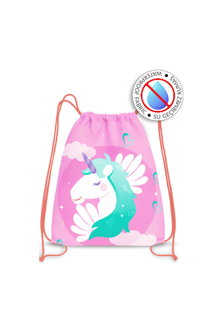 Molie Unicorn Su Geçirmez Kız Çocuk İpli Sırt - Plaj Çantası Renkli