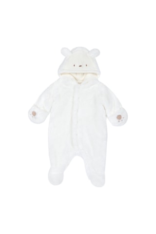 Chicco Kapüşonlu Önden Açılan Peluş Tulum 09100293000000 000030 Beyaz