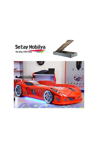 Setaymobilya Bazalı Arabalı Yatak , Jaguar Full Ledli Bazalı Araba Yatak