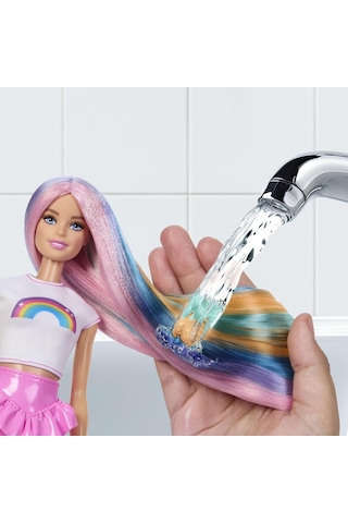 Barbie Gökkuşağı Saçlar Bebeği, Ekstra Uzun Ve Renkli Saçlar, Sim Tüpü, Fırça, Toka Ve Saç Kurutma Makinesi Genel