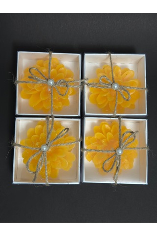 Lotus Mum Sarı 4 Adet Süslü Hediyelik