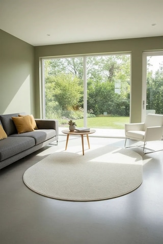 Yolluk Krem Yaprak Desen Kaymaz Taban Oval