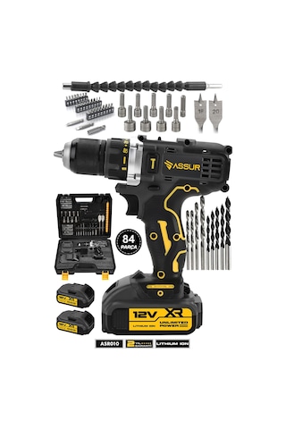 Assur 12V Çift Akülü Vidalama Metal Şanzıman Bakır Sargılı Şarjlı Matkap - 2129