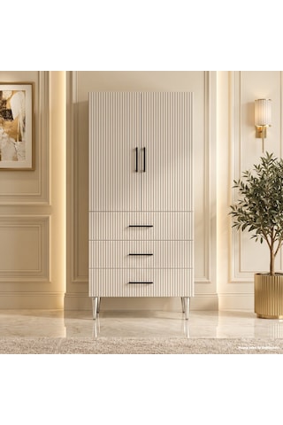 Hierapolis Çok Amaçlı Dolap 60 Cm 2 Kapak 3 Çekmece Soft Aytaşı - Çok Amaçlı Banyo Dolabı Bej