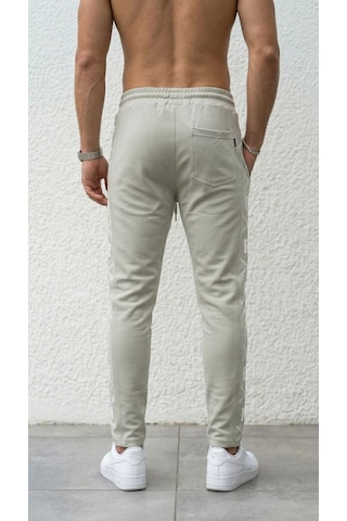 Plus Scorpion Erkek Slim Fit Eşofman Altı Yazılı Şerit Detaylı, Dar Paça Jogger Pantolon Gri