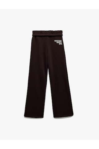 Koton Beli Lastikli Şardonlu Baskılı Geniş Paça Eşofman Altı Kahverengi 6wak40057nk Kahve