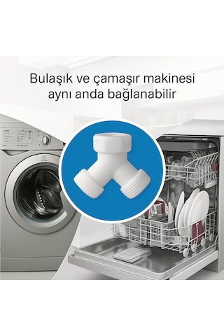 Plastik Y Çatal Bağlantı Aparatı + Conta Çamaşır Makinesi Muslu