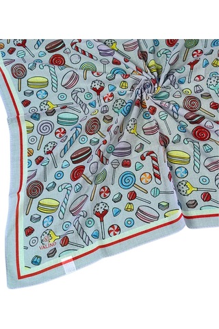 Mim Eşarp Valino Soft Pamuk Çocuk Desenli Eşarp 70x70 Cm Açık Mavi - Şekerleme