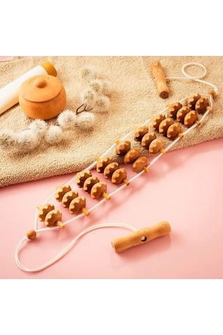 Maoyaya Tam Vücut Masaj Rulosu - Ahşap Halat Sırt Masaj Aleti, Çok Renkli Seçenek Çok Renkli