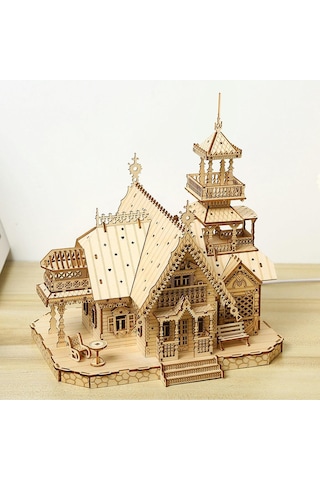 3d Ahşap Yapboz Kilit Seti, Mimari Model Kiti, Yetişkinler Için Kendi Ahşap El Işi Kitinizi Yapın