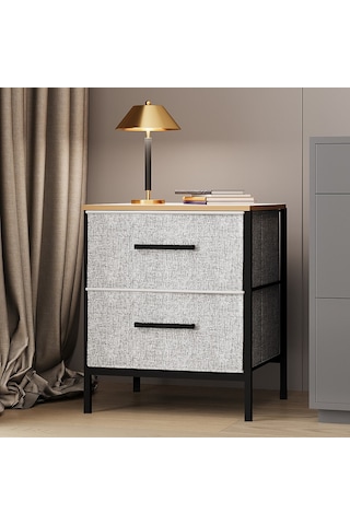 2 Çekmeceli Çok Amaçlı Dolap Komodin Sehpa Gri 1588