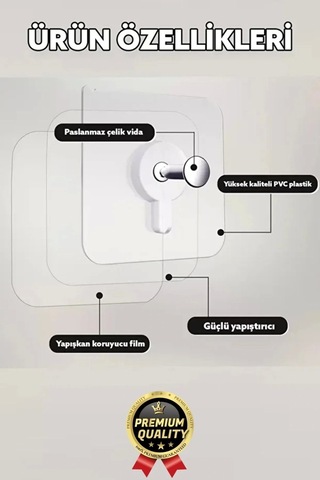 Süper Sağlam İz Bırakmaz Çerçeve Tablo Banyo Mutfak Ultra Güçlü Yapışkanlı Çivisiz Askı 3 Adet Çok Renkli