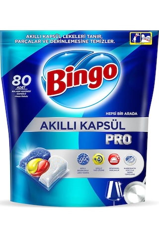 Bingo Akıllı Kapsül Pro Bulaşık Makinesi Deterjanı Tablet 80 Adet