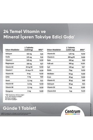 Centrum Advance 50+ Yaş Multivitamin Takviye Edici Gıda 2 x 30 Tablet + Çanta