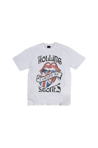The Rolling Stones Baskılı T-shirt Beyaz