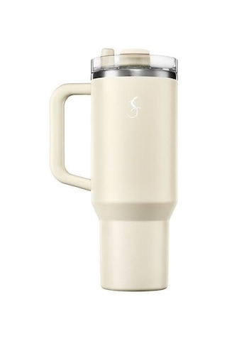 Lurch - Big Cup 1.2 L Fildişi, Paslanmaz Çelik Termos - Uzatılabilir Pipetli, Çift Cidarlı, Sızdırmaz - 270974 Beyaz
