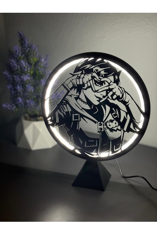 Valorant Clove Halka Led Işıklı Masa Gece Lambası Gamer Oyun Odası Dekor Hediye Adaptör Dahil Siyah