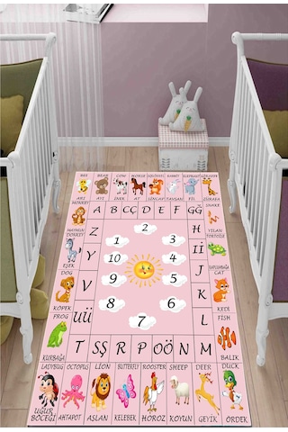 Öğretici Ingilizce Çocuk Oyun Halısı Kaymaz Makinede Yıkanır