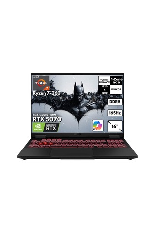 Asus TUF A16 FA608UP-RV199HMF30 Ryzen 7 260 40 GB 4 TB SSD RTX5070 16" W11P Dizüstü Bilgisayar