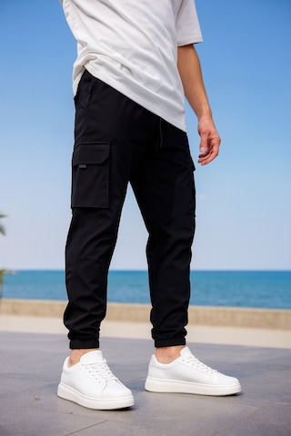 Kargo Cepli Paraşüt Kumaş Siyah Renk Erkek Pantolon-1817 Siyah