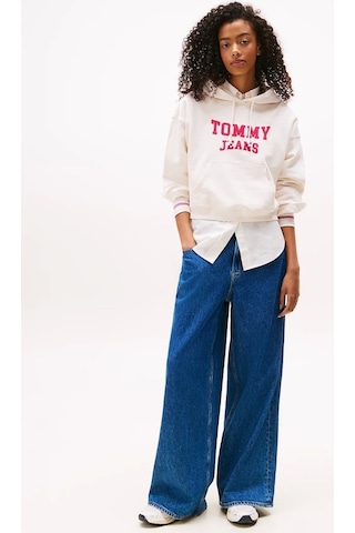 Tommy Jeans Tjw Kutu Kesim Kısa Kolej Stili Kadın Kazak Dw0dw21598ybh Beyaz