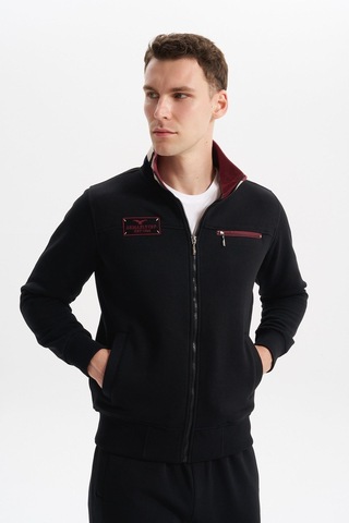 Arma Erkek Slim Fit Örme Basic 3 İplik Şardonlu Dik Yaka Tam Fermuar Mont %70 Pamuk %30 Polyester K6myo9715 Siyah