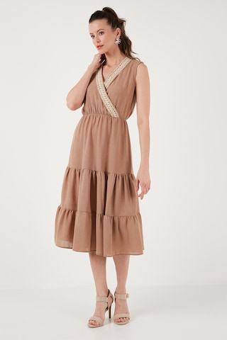 Lela Regular Fit Kruvaze Yaka Midi Bayan Elbise 6118103 Camel