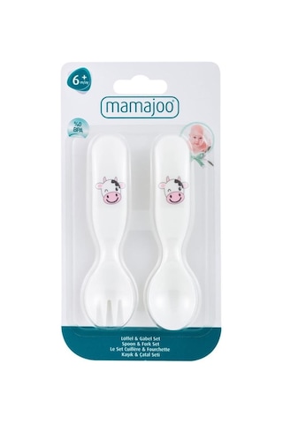 Mamajoo Desenli Kaşık & Çatal Seti / Pembe İnek