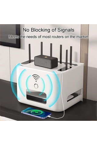 Wi-fi Yönlendirici Kutusu + Kablo Yönetimi 2'si 1 Arada, Organize Güç Şeridi Kablo Hider Rafı, Plastik Organizatör