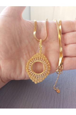 Çeyrek Gram Uyumlu Çelik 50cm Kolye 22ayar Altın Kaplama