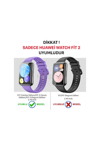 Huawei Watch Fit 2 Kordon Tam Uyumlu Silikon Kordon Kayış