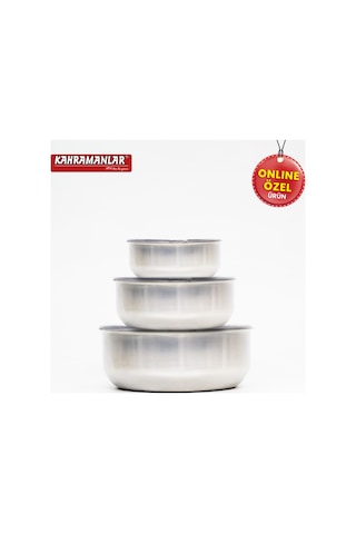 Kahramanlar Chef Box 3 Lü Çelik Saklama Kabı 6 Parça Gri