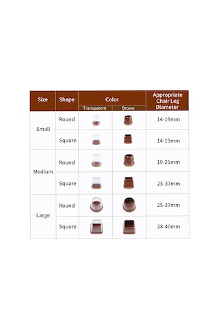 Hfambition Küçük Boy Kahverengi Dairesel Sandalye Ayak Koruması - Sessiz, Dayanıklı, Kalın Tpe Taban Fantezi 8 Adet