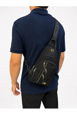 Seventeen Unisex Orta Boy Çok Gözlü Çapraz Askılı Body Bag Siyah-sarı