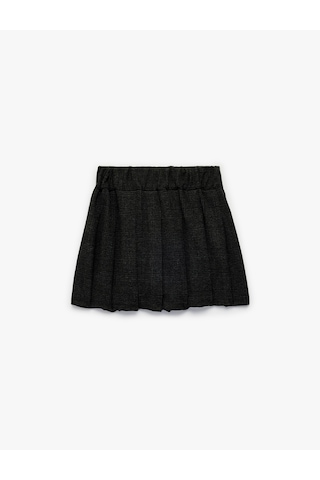 Koton Kemer Detaylı Viskon Karışımlı Kalın Piliseli Etek Siyah Ekose 6wkg70018aw Siyah Ekoseli