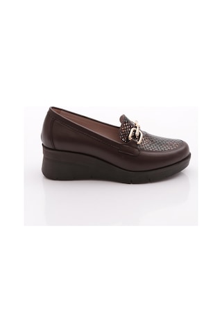 Dgn 1041 Kadin Kalin Taban Comfort Ayakkabi Kahve Yılan