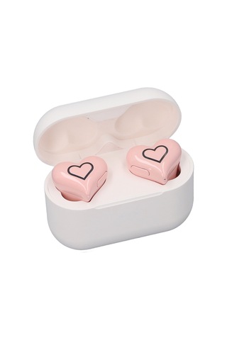 Padalink Kalp Şeklinde Kablosuz Kulaklıklar - Bluetooth 5.3, Hıfı Ses, Renkli Degrade Işık, Şarj Kutusuyla Pembe Kadın Kulak İçi Kulaklıklar