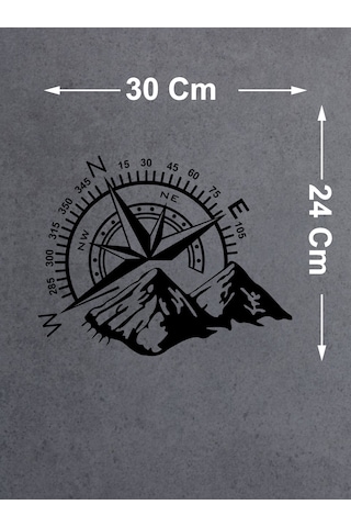 Pusula Ve Dağ Sticker - 4x4 Off Road Karavan Off Road Adventure Sticker - Araba Oto Cam Karavan Sticker - 02522 30x24 Cm