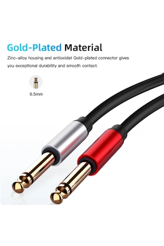 5 Metre 6.35 Mm To 6,3 Mm Mono Çivi Jack Mikrofon Gitar Kablosu