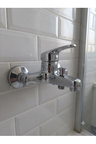 Emir Yapı Krom Kaplama Banyo Bataryası Duş Bataryası Su Armatürü Montaj Seti Dahil Su Tasarruflu