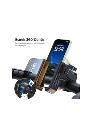 Gidon Bağlantılı Bisiklet Motosiklet İçin Esnek Abs 4-7.8 İnç Telefon Tutucu 360 Dönebilen Tasarım - 9068231922592ynt
