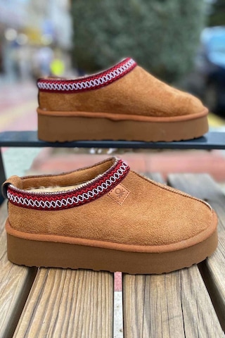 Benetton İçi Tüylü Yarım Ayakkabı Terlik Taba