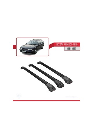 Nissan Primera W10 1991-1997 Arası İle Uyumlu Ace-1 Ara Atkı Tavan Barı Siyah 3 Adet Bar
