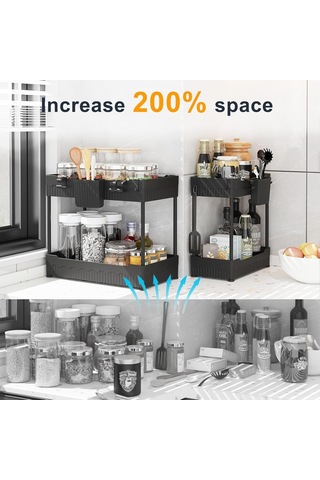 2'li Paket Lavabo Düzenleyici, Kancalı Banyo Dolabı Düzenleyici Altında, Mutfak Banyo İçin Çok Amaçlı Depolama Çok Renkli