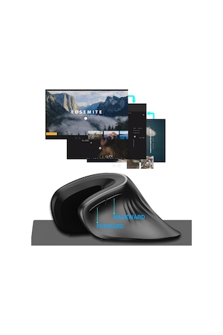 Monyee Ergonomik Dikey Fare, Usb Kablo Bağlantılı, 3 Dpı Ayarı, Siyah - 113 Karakter Optik