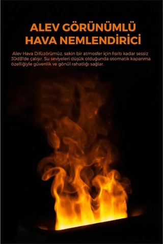 Ultrasonik Hava Nemlendirici Simülasyon 3d Alev Işığı Nemlendirici - Buhar Makinesi 230ml