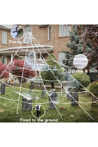 Qingmipy Halloween Dekorasyon Seti: 5 Metre Örgü Ağı, 50 İnç Sahte Örümcek, Halka Ve Tırnaklar İle Gerçekçi Korku Efekti