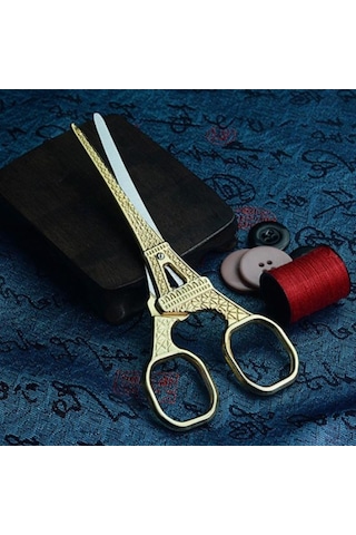 5,5 X 14cm Eiffel Kulesi Nişan Hobi Makası Gold Renk