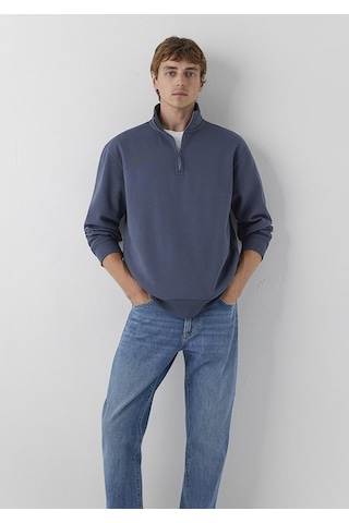 Yarım Fermuarlı Sweatshırt Ombre Mavi